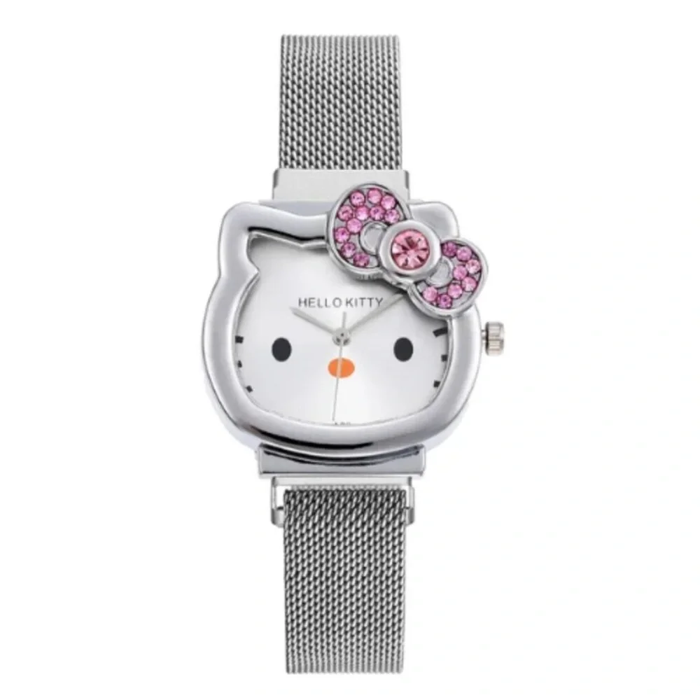 Silver Rhinestone Hello Kitty Watch